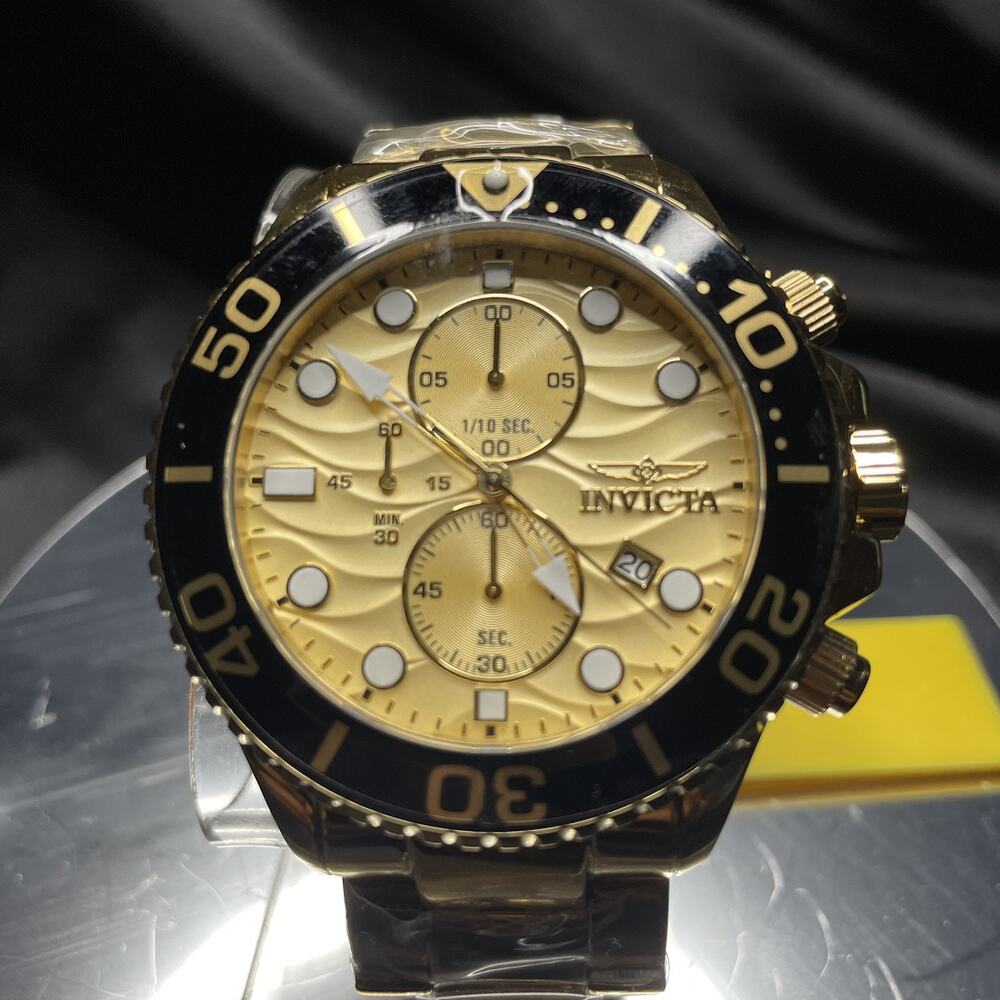 50225 Invicta Pro Diver Men’s Watch Japanese iSize Chronograph 53mm Gold Quartz